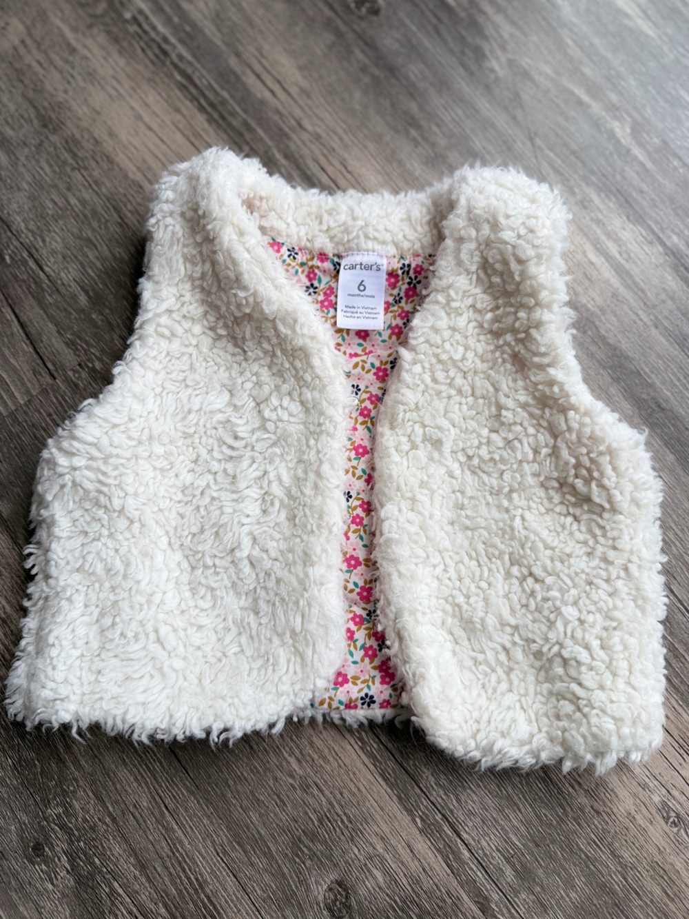 Carter's Cream Sherpa Vest for Kids - Soft Faux Shearling 6M